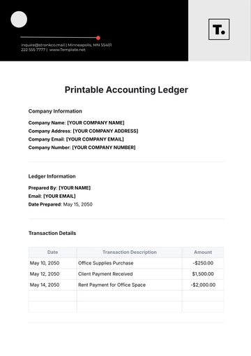 Free Printable Accounting Ledger Template to Edit Online