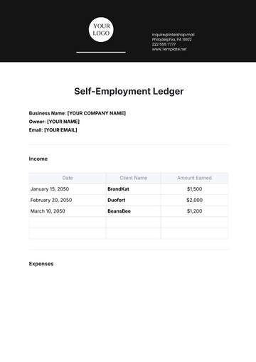 Free Self-Employment Ledger Template to Edit Online