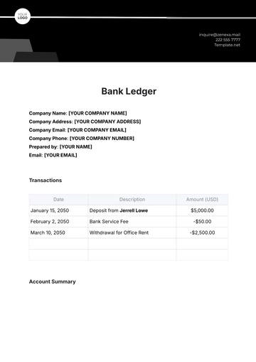 Free Bank Ledger Template to Edit Online