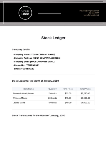 Free Stock Ledger Template to Edit Online
