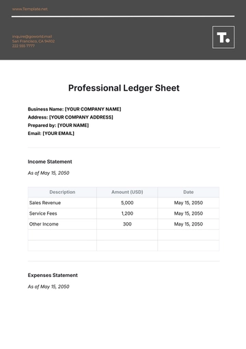 Free Professional Ledger Sheet Template to Edit Online