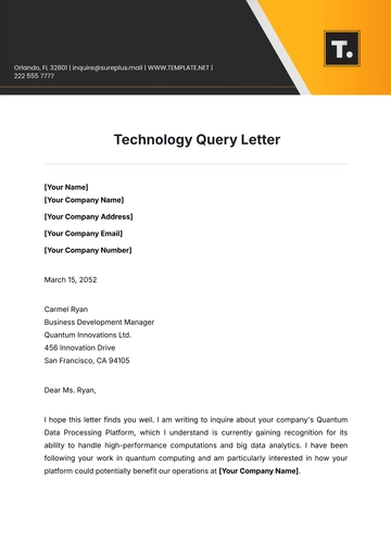 Free Technology Query Letter Template to Edit Online