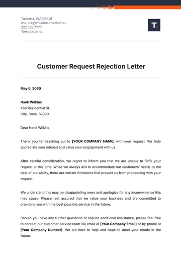 Free Customer Request Rejection Letter Template to Edit Online