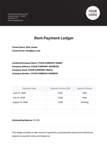 Free Rent Payment Ledger Template to Edit Online