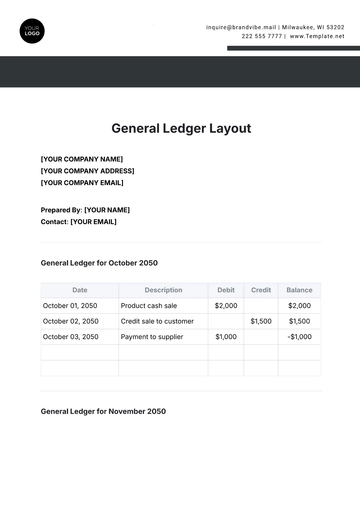 Free General Ledger Layout Template to Edit Online
