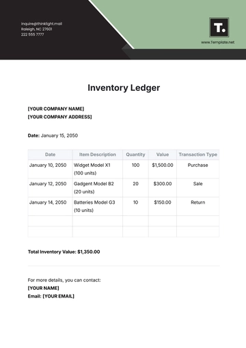 Free Inventory Ledger Template to Edit Online