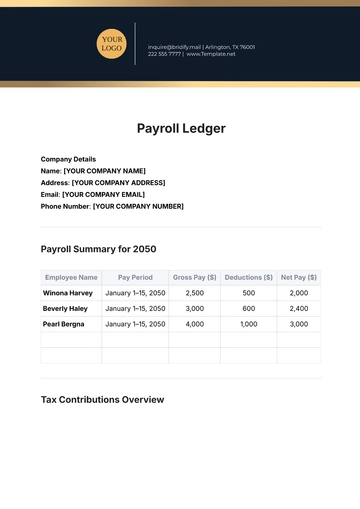 Free Payroll Ledger Template to Edit Online