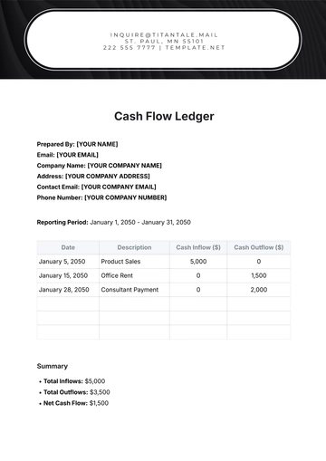 Free Cash Flow Ledger Template to Edit Online