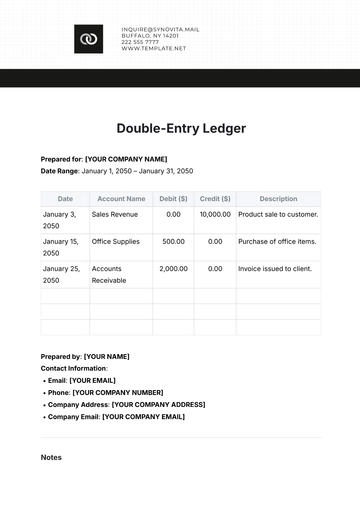 Free Double-Entry Ledger Template to Edit Online