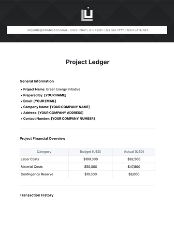 Free Project Ledger Template to Edit Online