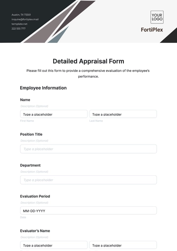 Free Detailed Appraisal Form Template to Edit Online Free Detailed Appraisal Form Template to Edit Online