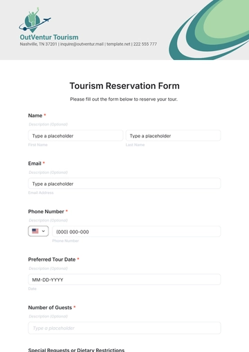 Free Tourism Reservation Form Template to Edit Online