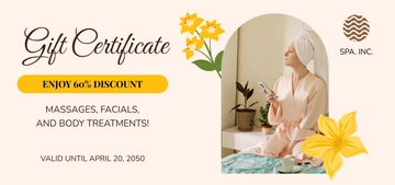 Free Custom Spa Gift Certificate Design Template to Edit Online