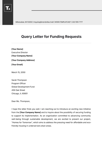 Free Query Letter for Funding Requests Template to Edit Online