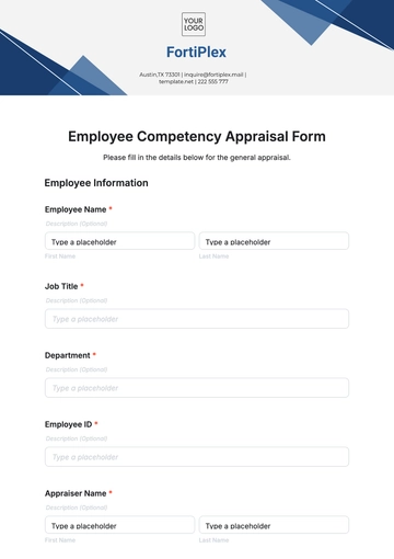 Free Employee Competency Appraisal Form Template to Edit Online