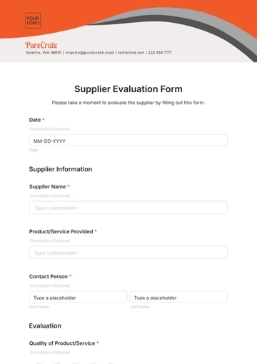 Free Supplier Evaluation Form Template to Edit Online