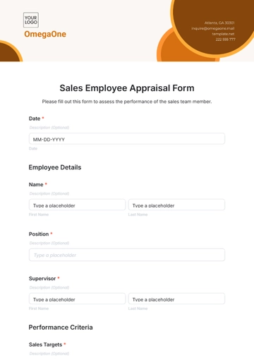 Free Sales Employee Appraisal Form Template to Edit Online Free Sales Employee Appraisal Form Template to Edit Online
