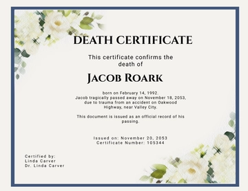 Free Modern Death Certificate Template to Edit Online