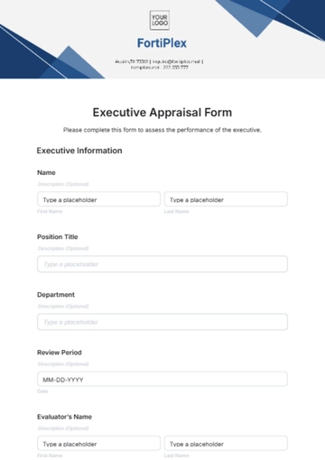 Free Executive Appraisal Form Template to Edit Online Free Executive Appraisal Form Template to Edit Online
