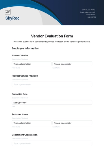 Free Vendor Evaluation Form Template to Edit Online