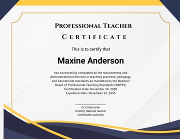 Free Professional Teacher Certificate Template to Edit Online