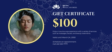 Free Spa Beauty Gift Certificate Template to Edit Online