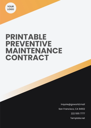 Free Printable Preventive Maintenance Contract Template to Edit Online