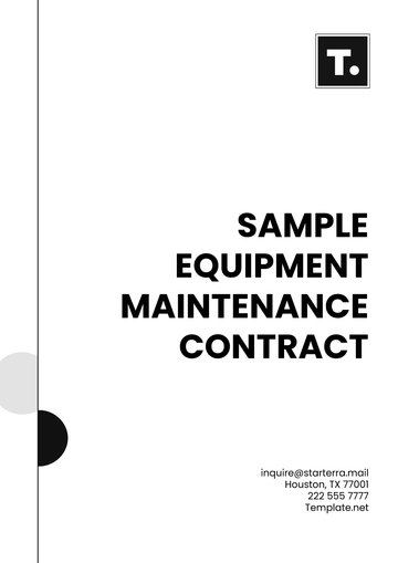 Free Sample Equipment Maintenance Contract Template to Edit Online