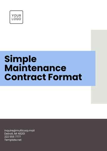 Free Simple Maintenance Contract Format Template to Edit Online