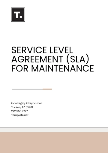 Free Service Level Agreement (SLA) Template for Maintenance to Edit Online