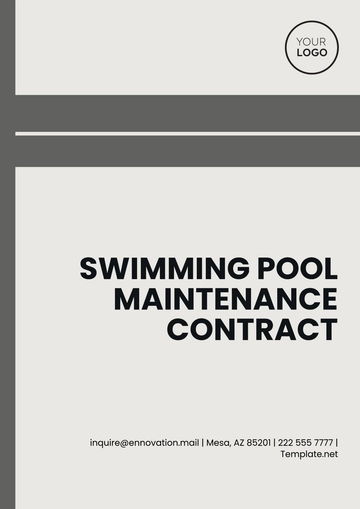 Free Swimming Pool Maintenance Contract Template to Edit Online