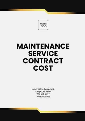 Free Maintenance Service Contract Cost Template to Edit Online