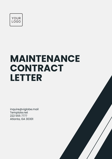 Free Maintenance Contract Letter Template to Edit Online
