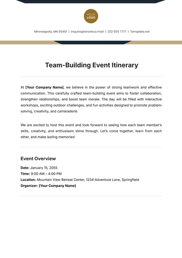 Free Team-Building Event Itinerary Template to Edit Online