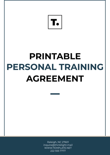 Free Printable Personal Training Agreement Template to Edit Online