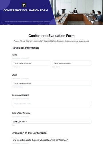 Free Conference Evaluation Form Template to Edit Online