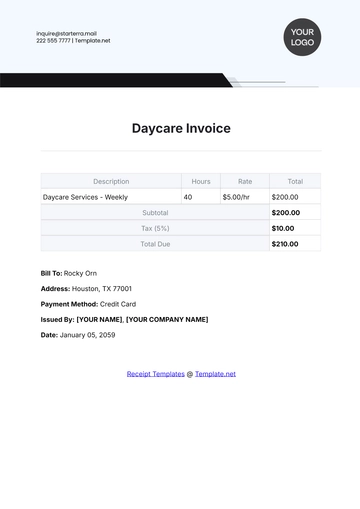 Free Daycare Invoice Template to Edit Online