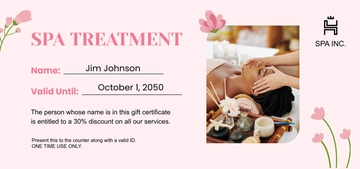 Free Personalized Spa Gift Certificate Template to Edit Online