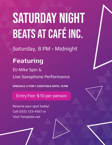 Saturday Night Flyer Template - Edit Online & Download