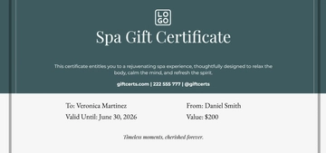 Free Minimalist Spa Gift Certificate Template to Edit Online