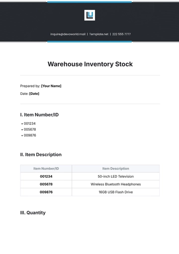 Free Warehouse Inventory Stock Template to Edit Online