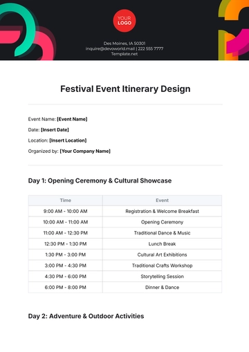 Free Festival Event Itinerary Design Template to Edit Online