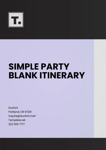 Free Simple Party Blank Itinerary Template to Edit Online