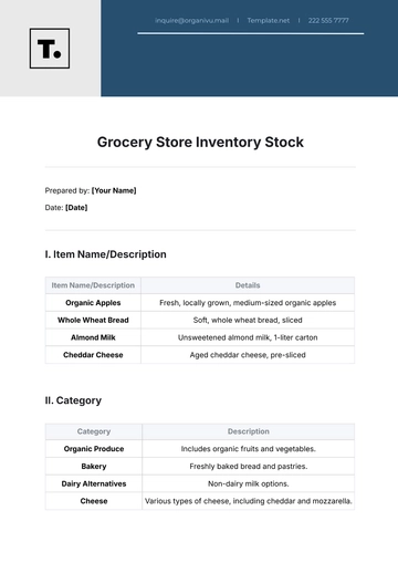 Free Grocery Store Inventory Stock Template to Edit Online