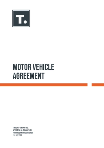 Free Motor Vehicle Agreement Template to Edit Online
