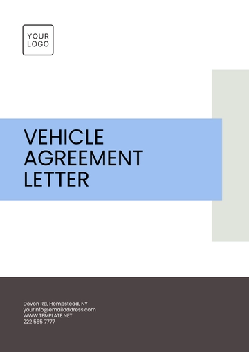 Free Vehicle Agreement Letter Template to Edit Online