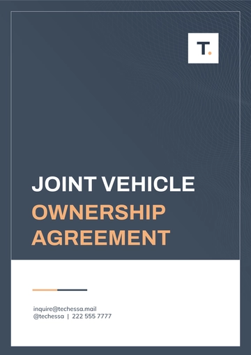 Free Joint Vehicle Ownership Agreement Template to Edit Online