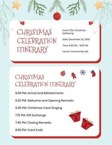 Free Christmas Program Event Itinerary Template to Edit Online