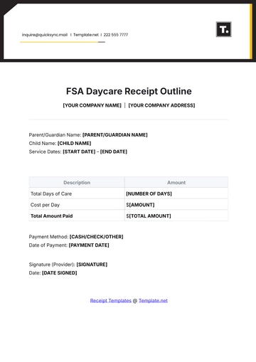 Free FSA Daycare Receipt Outline Template to Edit Online