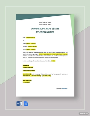 Commercial Real Estate Eviction Notice Template